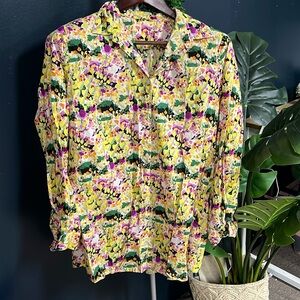 Printed yellow tailored shirt